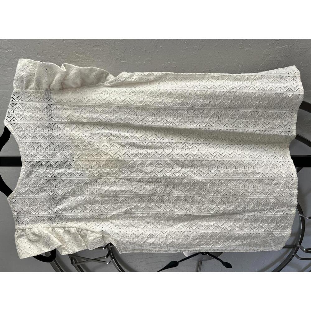Anthropologie Pleione Women's White Lace Top with Ruffle Sleeves -  Small - Picture 2 of 5